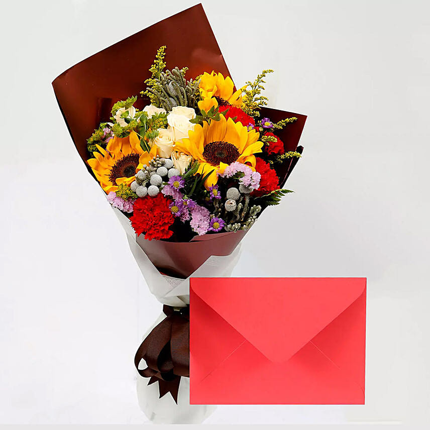 Greeting Card and Beautiful Floral Bouquet: Send Greeting Card with Flowers
