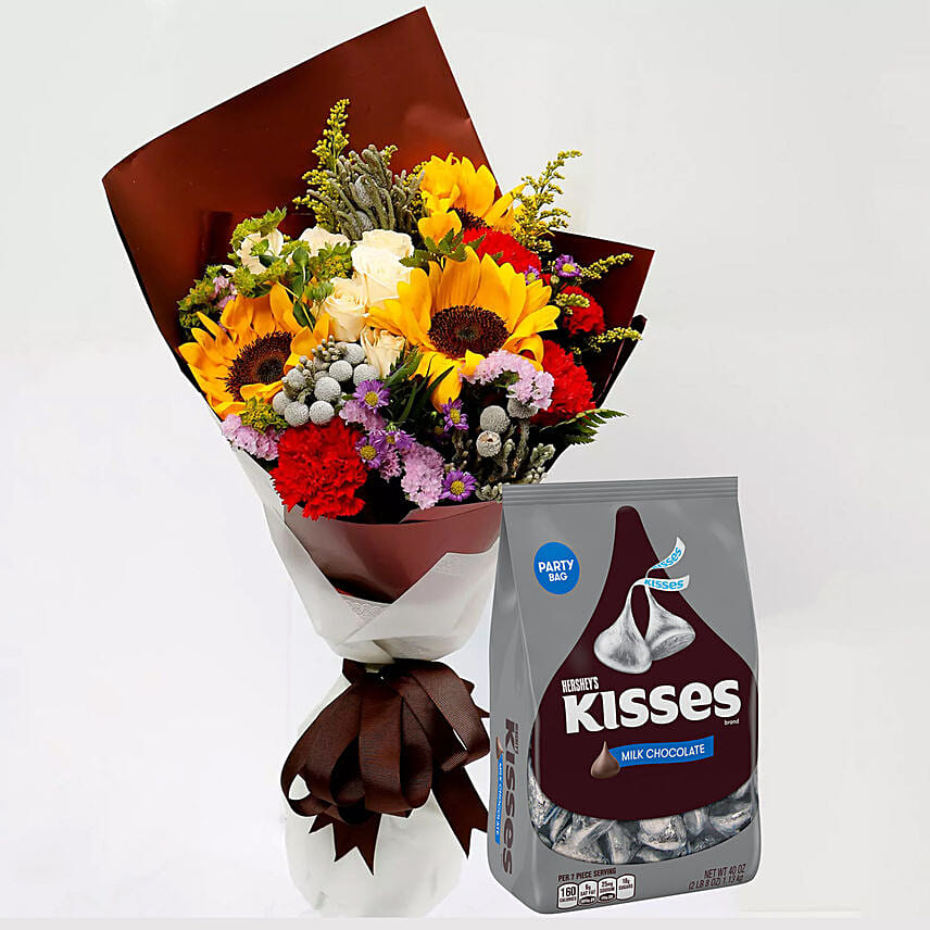 Hersheys Kisses Chocolates and Beautiful Floral Bouquet: Best Chocolates in Singapore