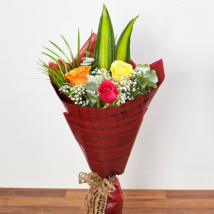 Bouquet Of Multicolored Roses: Birthday Bouquet