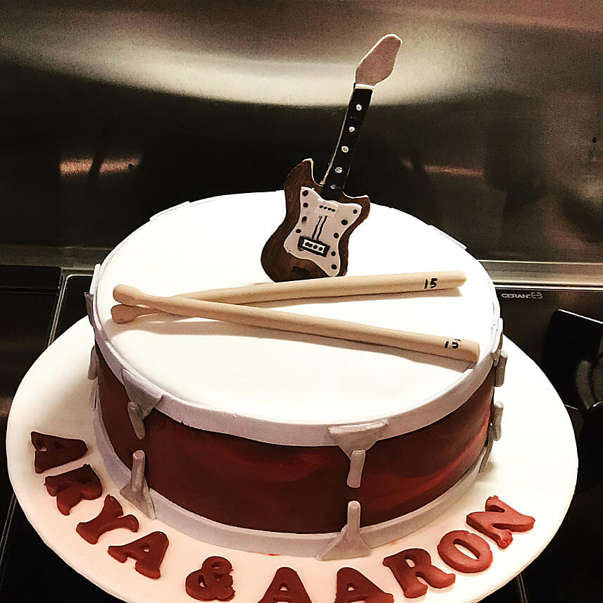 Drums and Guitar Theme Chocolate Cake: Cake Delivery Singapore