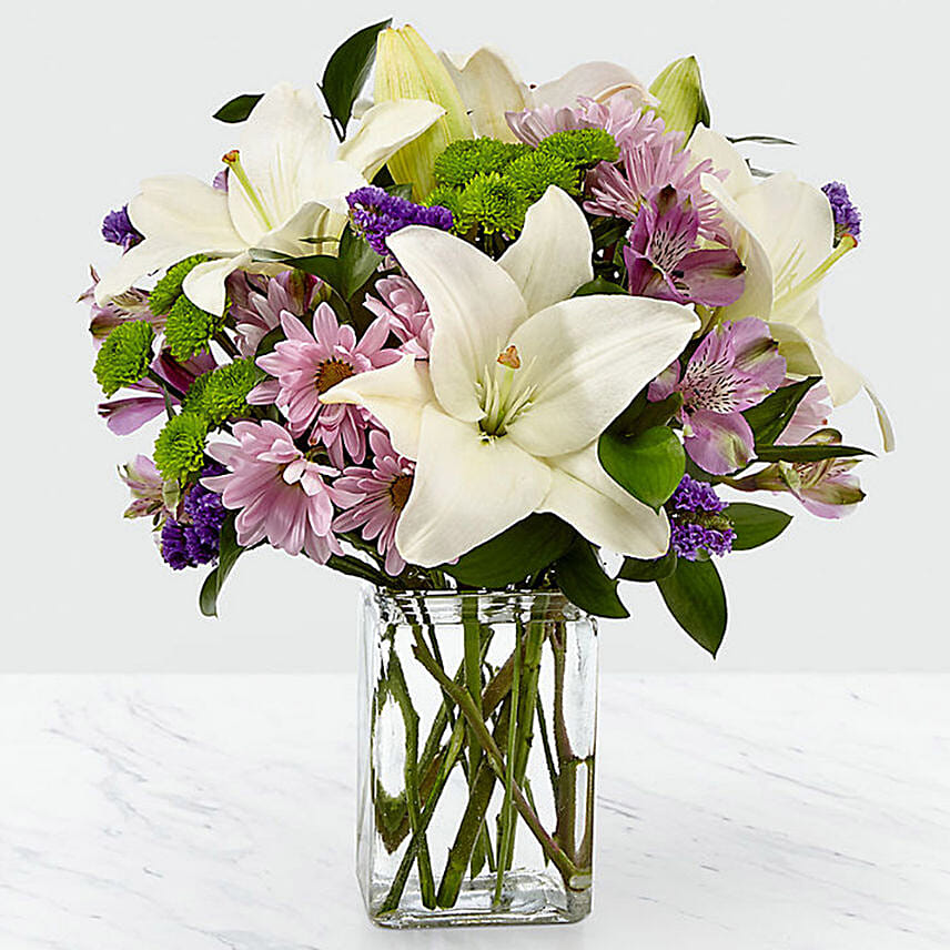 Bright Flowers Vase Arrangement: Easter Gift Ideas