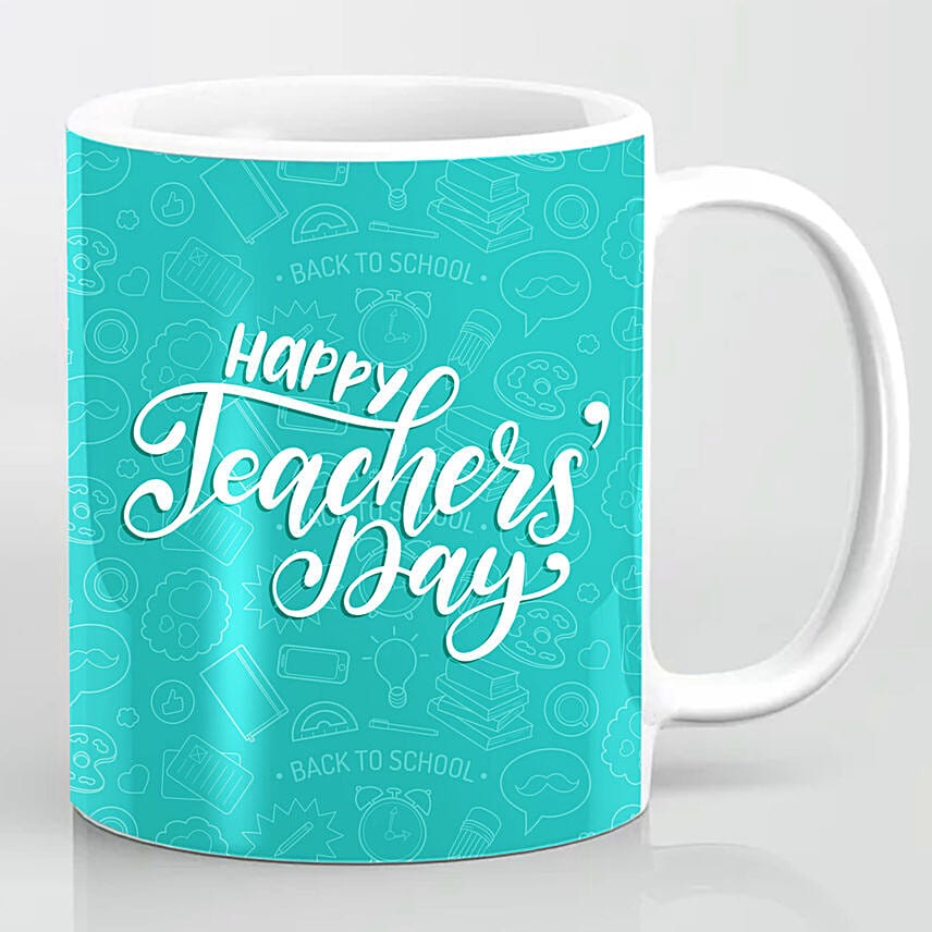 Happy Teachers Day Blue Mug: Personalised Teachers Day Gifts