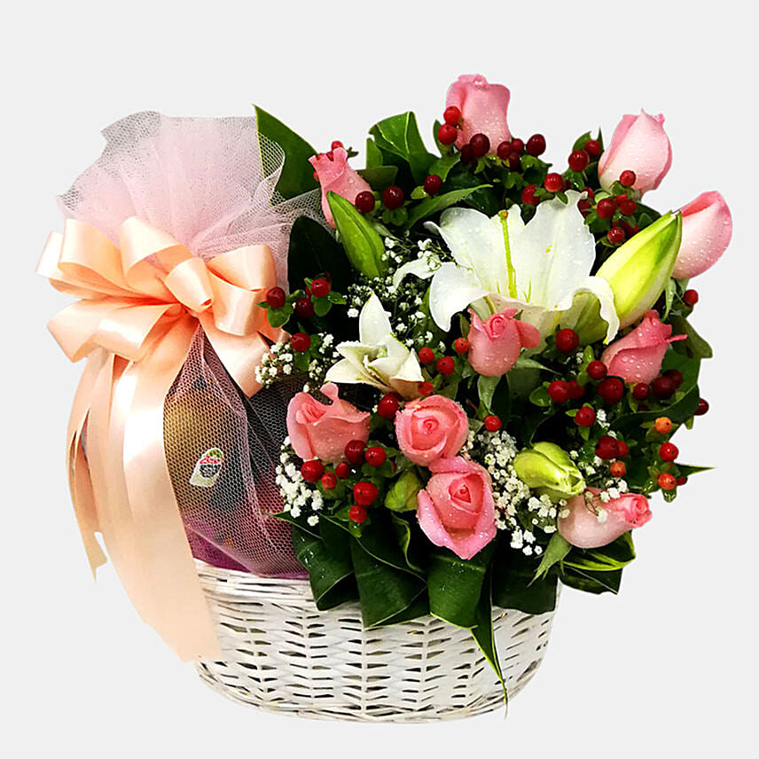 Fruity Floral Basket: Wellness Hampers Singapore