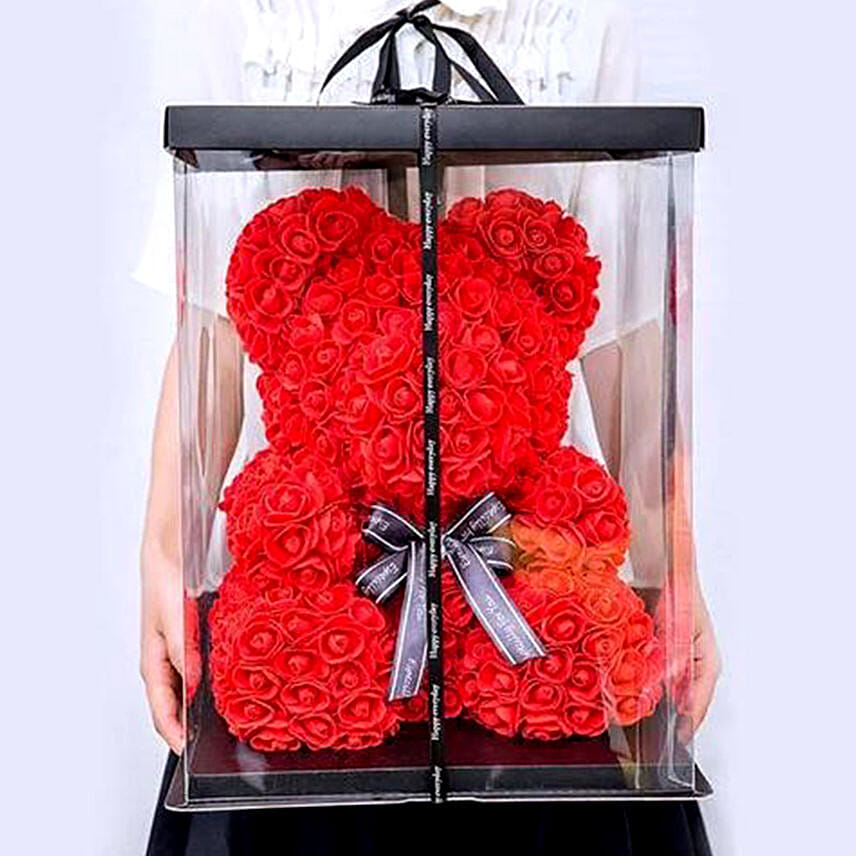 Artificial Red Roses Teddy: Valentine Gifts For Girlfriend