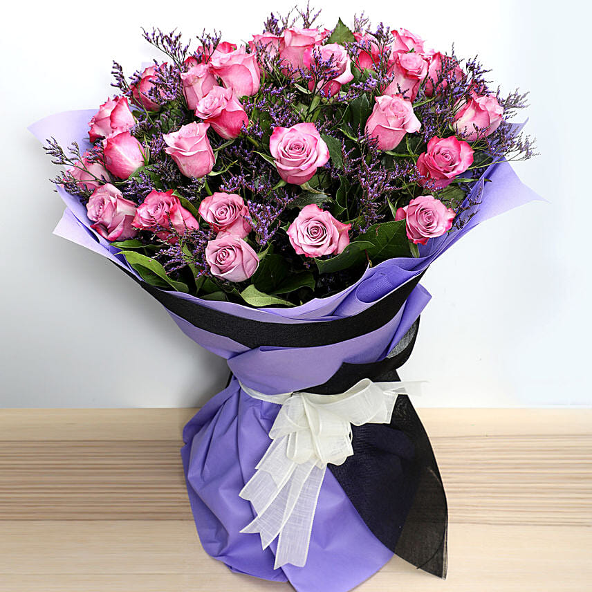 Dual Shade Purple Roses Bouquet: Women's Day Gifts