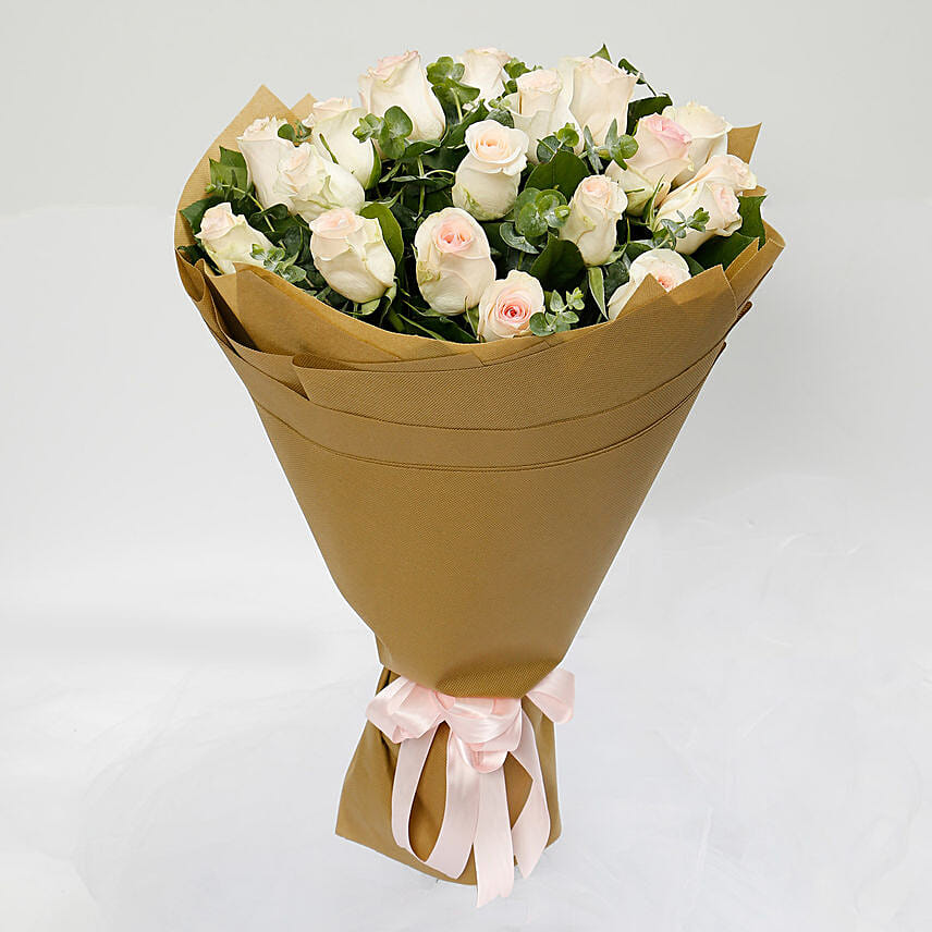 Blissful 20 Peach Roses Bouquet: For Husband