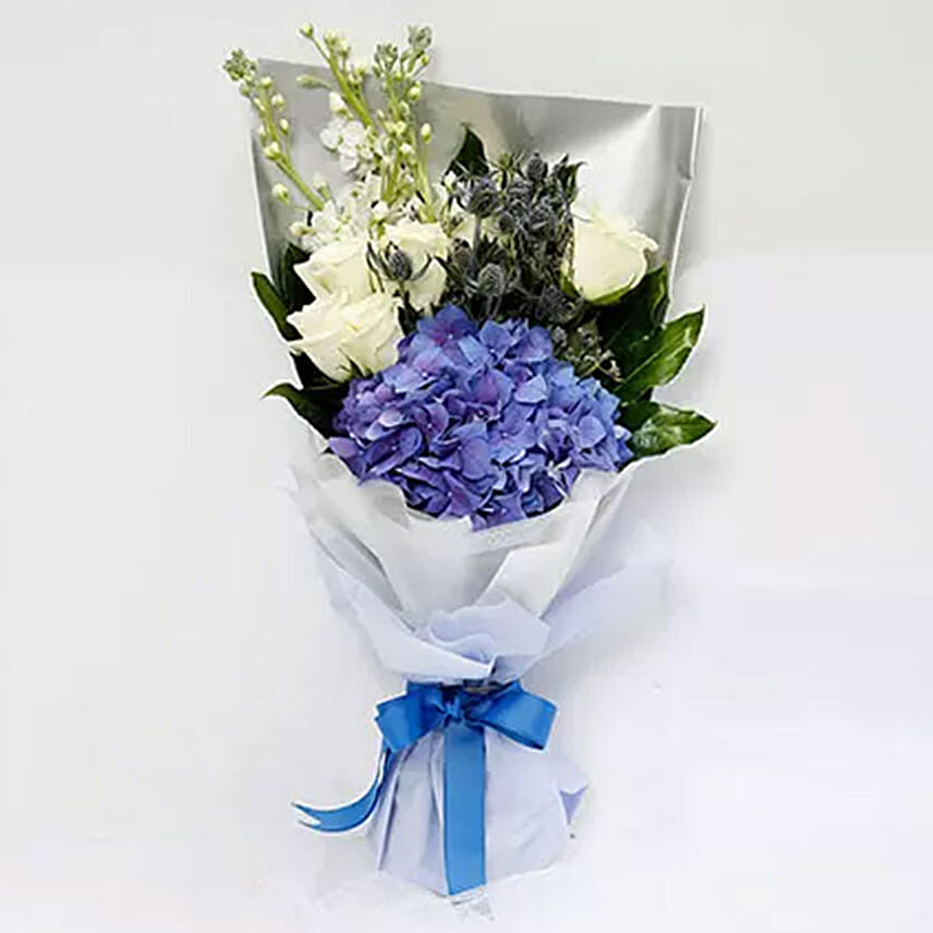 Elegant Bouquet Of Blues and Whites: Blue Flowers
