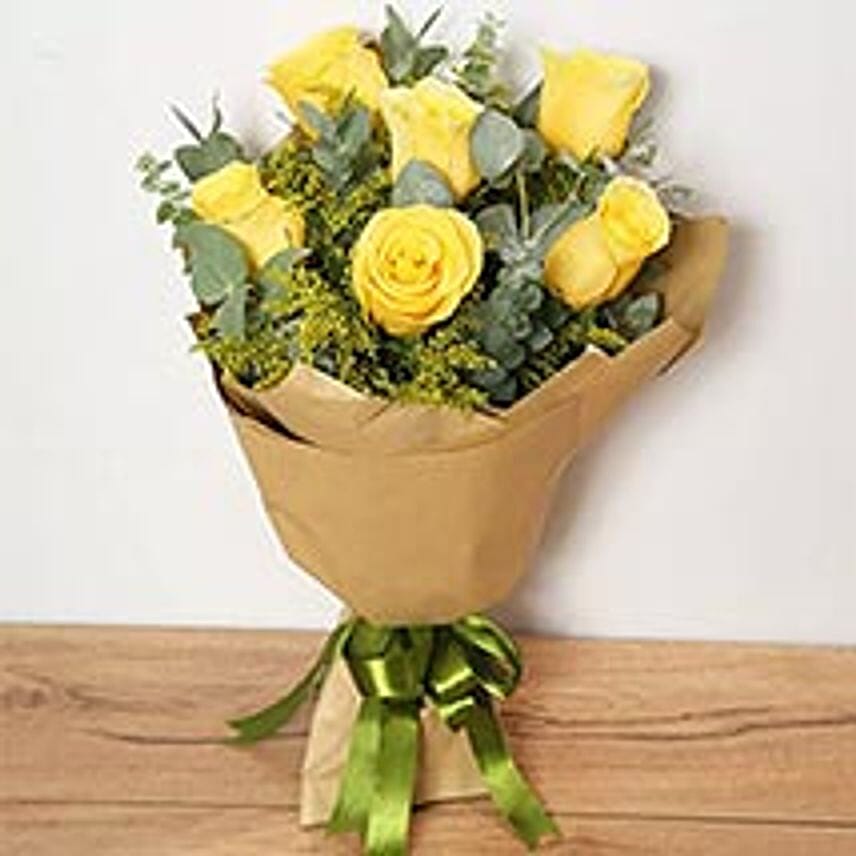 Bouquet Of Yellow Roses: New Born Flowers