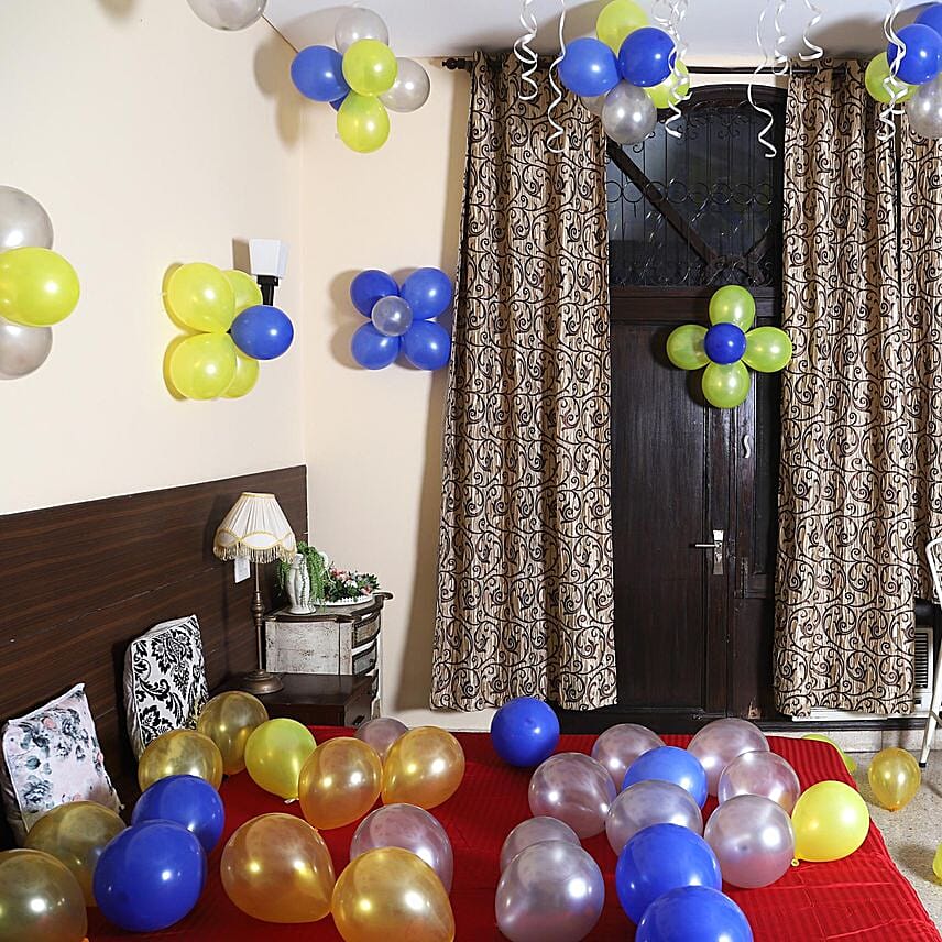 Colorful Balloons Decor Silver Yellow & Blue: Party  Balloons