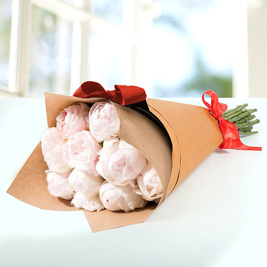10 Light Pink Peonies Bouquet: Peony Bouquets