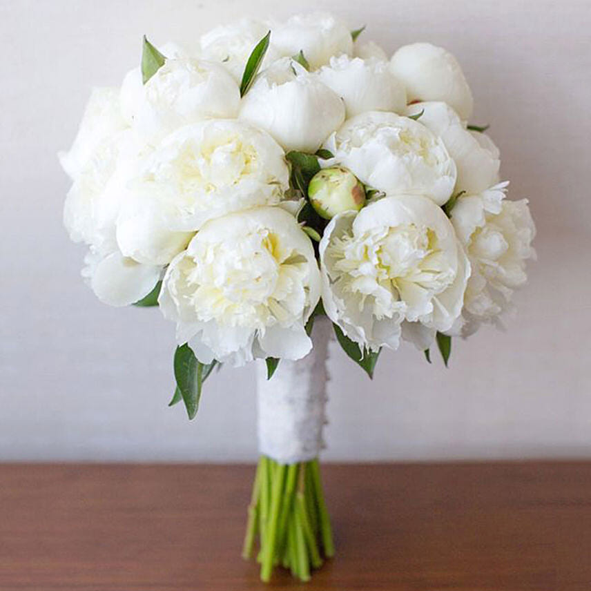20 White Peonies Bouquet: Peonies Flowers