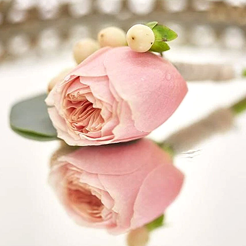 Classic Peach Peony boutonniere: Corsage Flowers