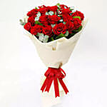 Fruit Cake and Red Rose Bouquet