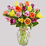 Greeting Card and Colourful Tulips