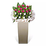 Gerberas N White Ball Mums Flower Stand