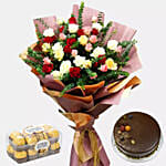 38 Roses Bunch With Choco Cake & Ferrero Rocher