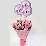 Bunch Of Pink Roses With Balloons