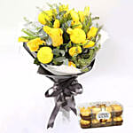 Bunch Of Roses and Tulips With Ferrero Rocher