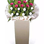 Gerberas N White Ball Mums Flower Stand