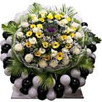 Condolence Flowers N Balloons Arrangement