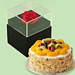 Fruit Cake & Forever Red Rose With Black Box
