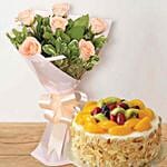 Fruit Cake & Hopeful Peach Roses Posy
