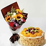 Joyful Flower Posy & Fruit Cake